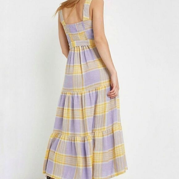 URBAN OUTFITTERS PLAID PURPLE & YELLOW MAXI DRESS - Picture 3 of 10